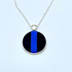 Thin blue line clay necklace with 18 inch chain handmade!